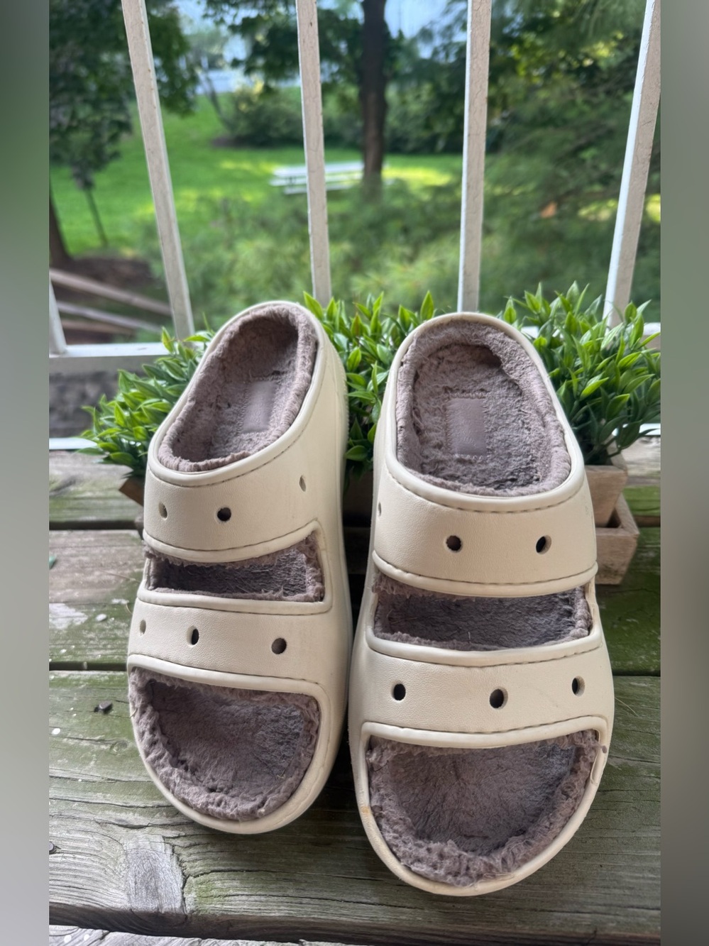 Warm Beige Crocs Slides – Size W8/M6